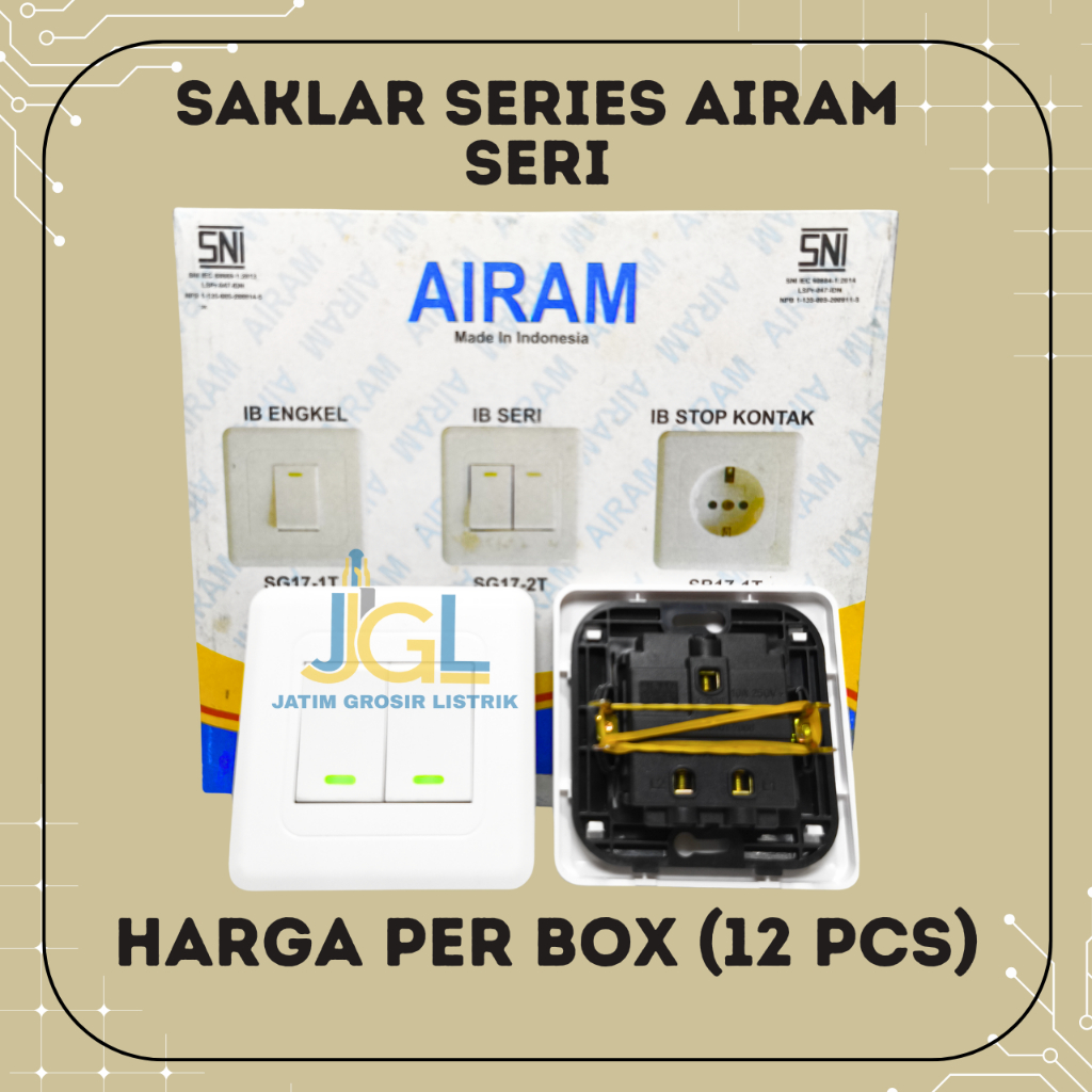 1 Box (12 Pcs) Saklar Tanam IB Seri Airam