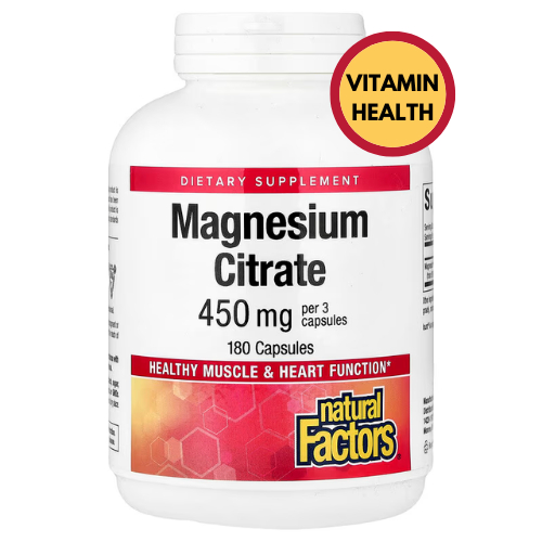 Natural Factors, Magnesium Citrate, 180 Capsules (150 mg Per capsule)