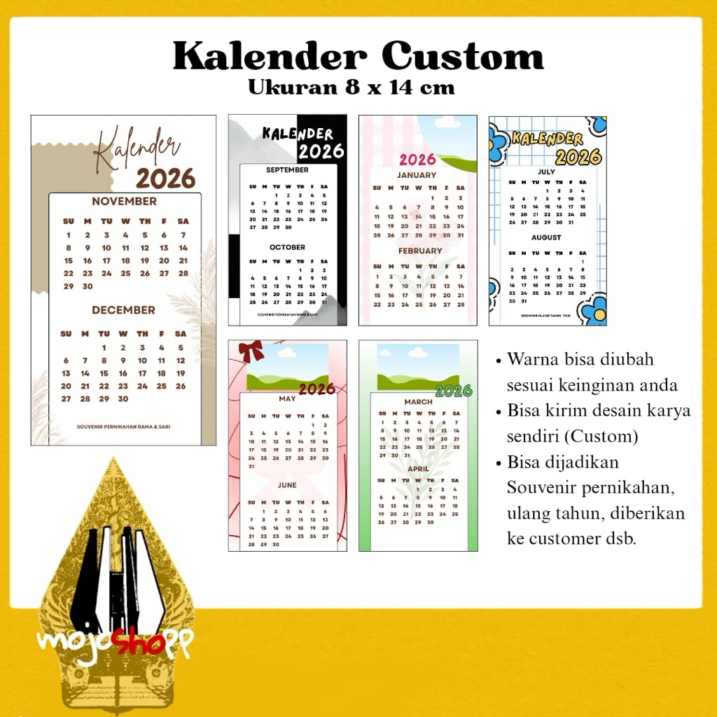 Kalender custom 6 lembar / kalender meja / kalender custom / kalender foto / kalender lucu / kalende
