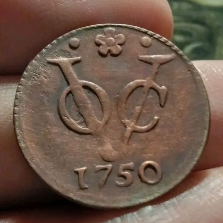 koleksi koin kuno 1 duit voc 1733 & 1750 holland