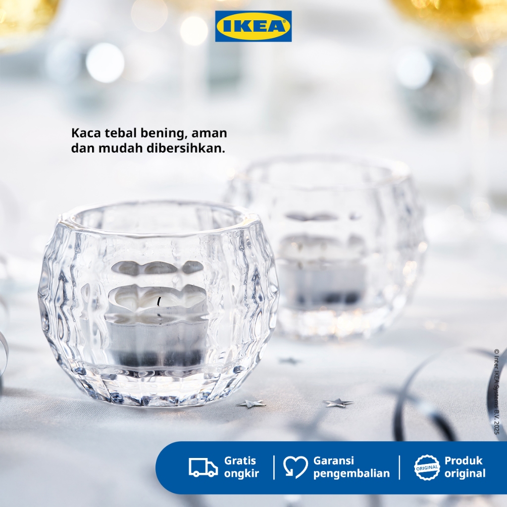IKEA FROJDA Tempat Lilin Kecil Bening Bahan Kaca 6cm