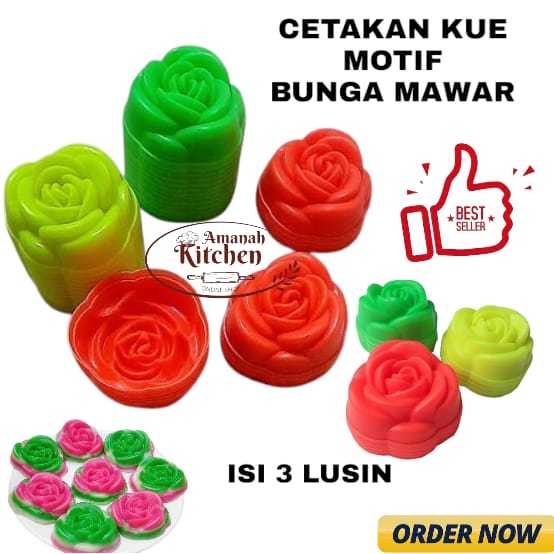 cetakan kue motif bunga mawar/cetakan kue bolu kukus isi 3 lusin