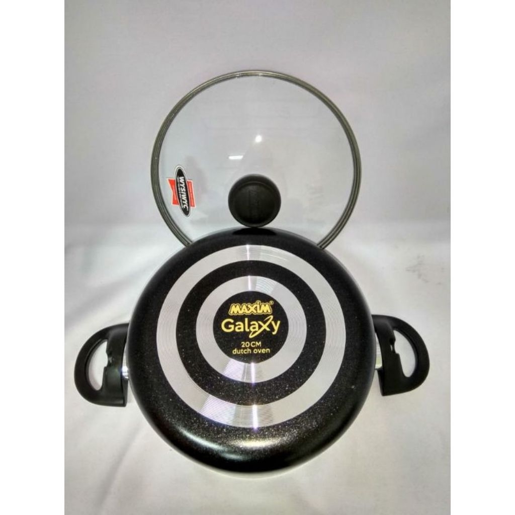 MAXIM GALAXY PANCI DUTCH OVEN 20 CM TEFLON + TUTUP KACA
