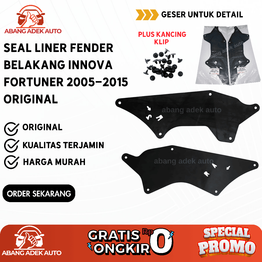 Seal Liner Fender Belakang Toyota Innova Fortuner 2005–2015 Original