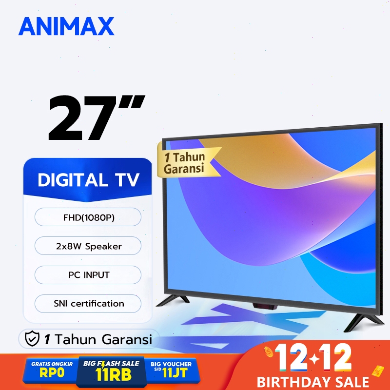 Animax Smart TV digital 27 inch TV LED 24 Inch Televisi LED 21/22/24/25/27/30 Inch Digital TV LED Ga