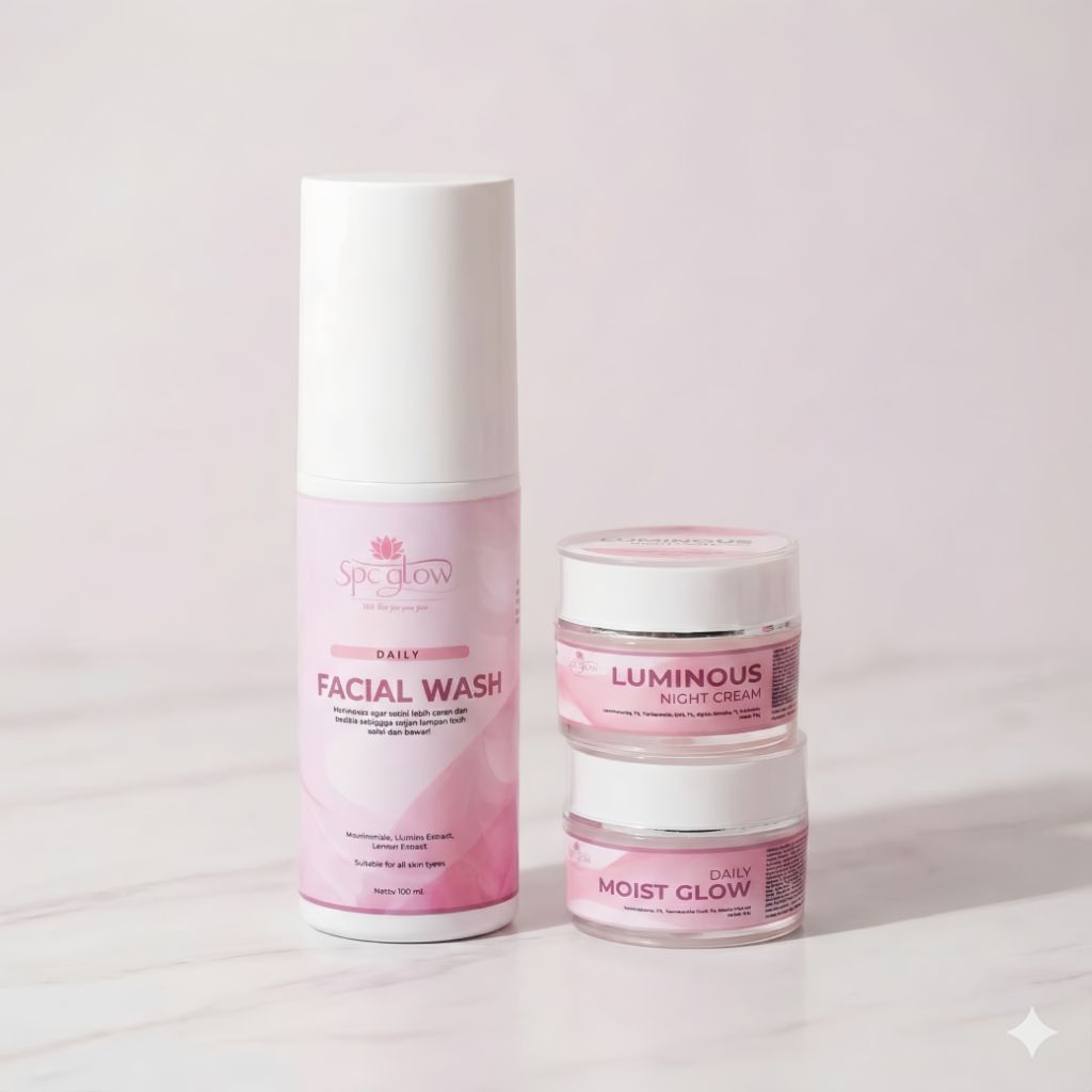 SPC Glow Paket Isi 3 Facewash, Moist glow, Night Cream