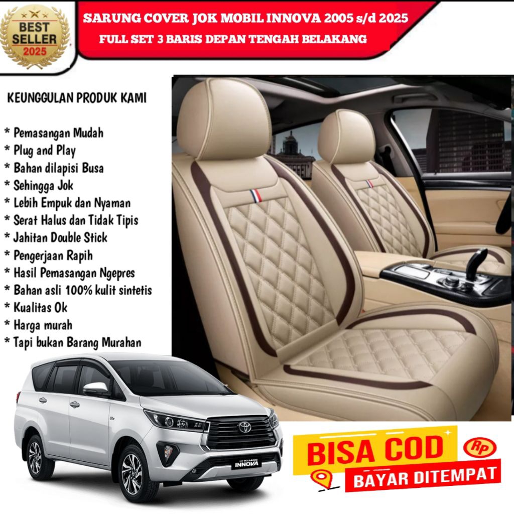 sarung jok mobil innova 2005 - 2025 full seat depan sampai belakang presisi nyaman