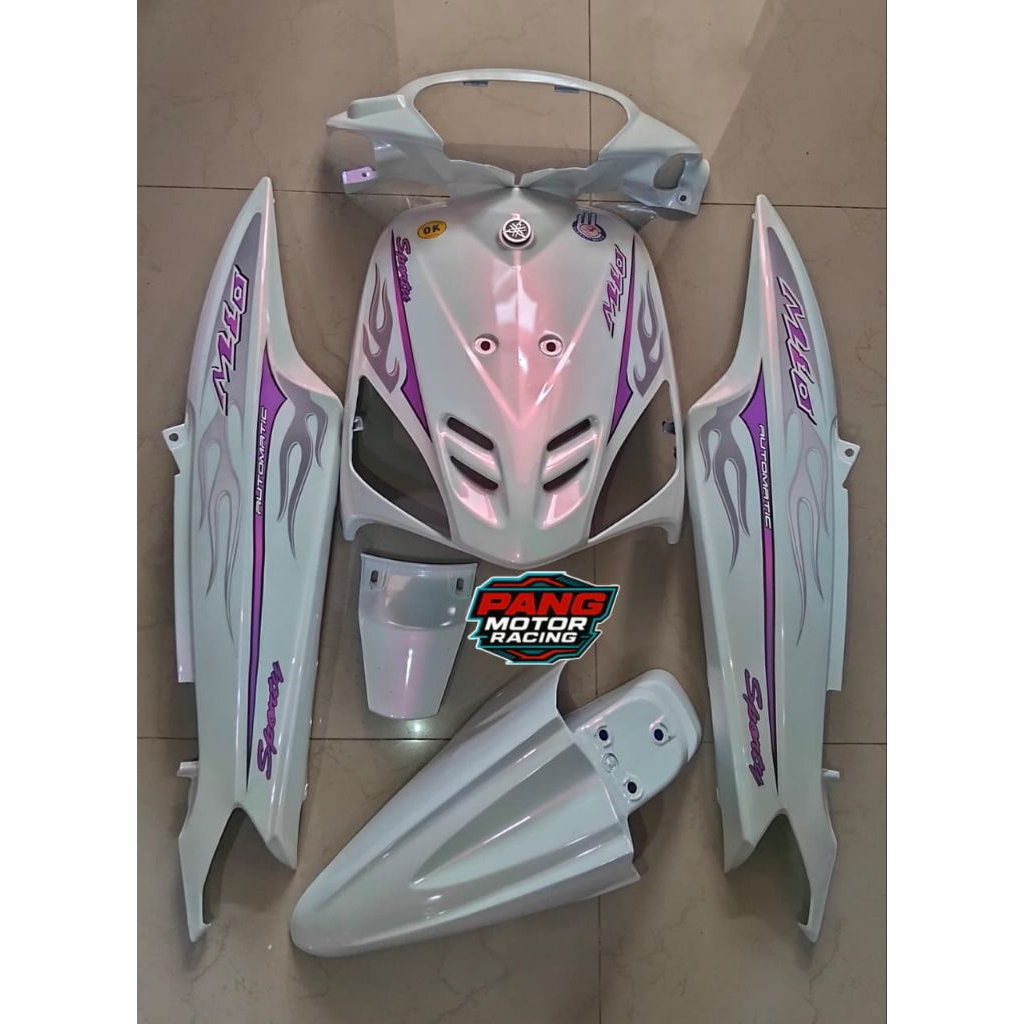 Body Set Mio Sporty Putih Lembayung Ping Striping Decal Custom Cover Body Fulset Mio Sporty 5TL Puti