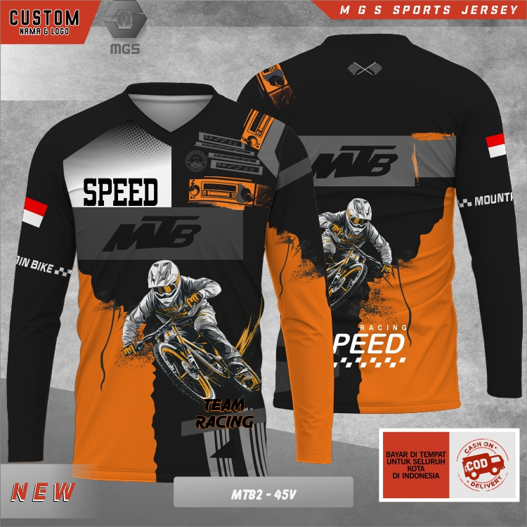 Baju Sepeda Gunung / Jersey Sepeda Gunung / Kaos Sepeda / MTB Full Print GRATIS TEMPEL NAMA & LOGO .
