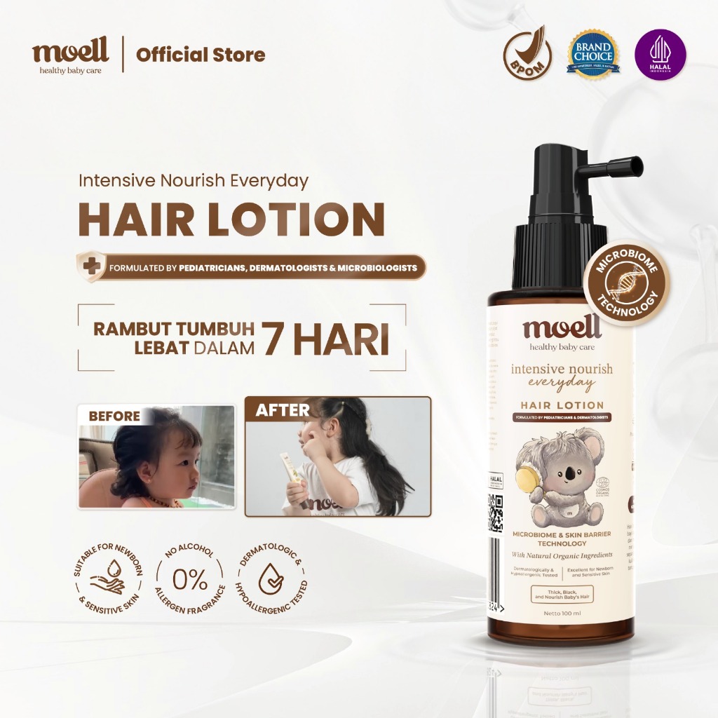 Moell Hair Lotion 100ml Panax Ginseng Kemiri Biotin - Menumbuhkan, Melembutkan & Melebatkan dalam 7 