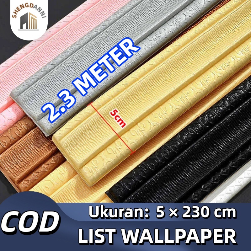 SHENGDANNI - Paket 5 Pcs Wall Border List 2.3 M - Wallborder Foam 3D List Dinding Wallpaper 3D PVC