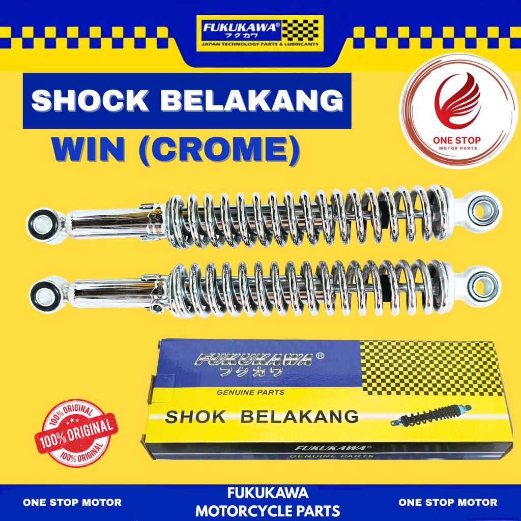 SHOCKBREAKER WIN FUKUKAWA – SHOK BELAKANG CHROME ORIGINAL ORI ASLI FUKUKAWA (SEPASANG)