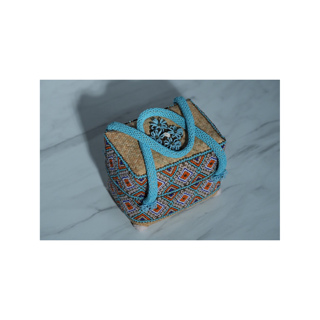 Tas Dayak Kaban Blue Ocean | Handbag Etnik Kalimantan | Tas Dayak Kalimantan | Tas Rotan Manik Kalim