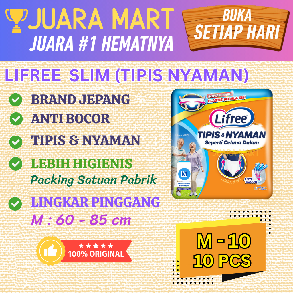 LIFREE POPOK CELANA DEWASA LANSIA TIPIS DAN NYAMAN SIZE M 10 PCS