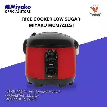 Miyako MCM-721LST Rice Cooker Low Sugar Carbon Kapasitas 1.8 Liter Garansi Resmi