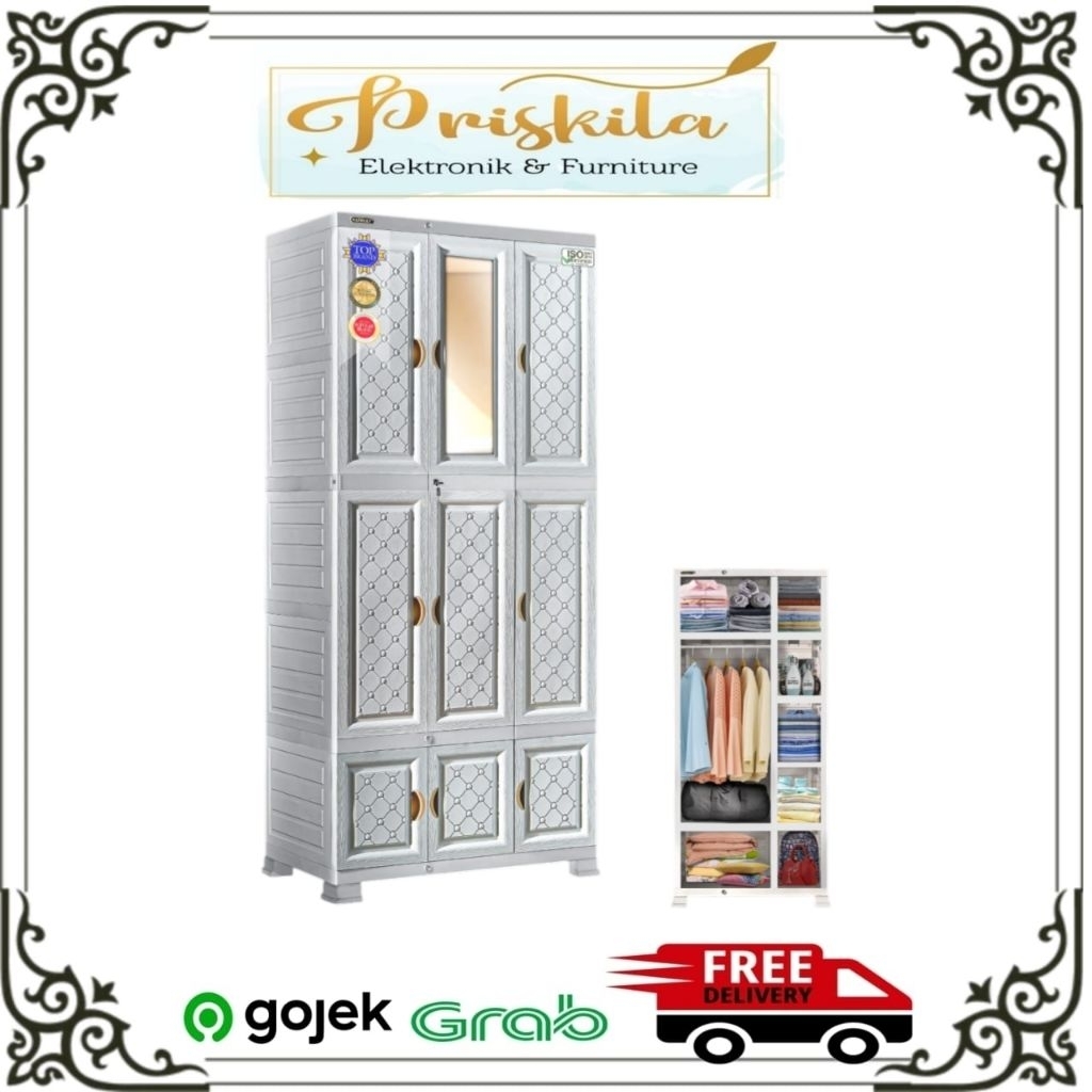 Lemari Napolly Midicap 3509 | Lemari Napolly Palembang |  Lemari Napolly 3 Pintu Palembang Termurah