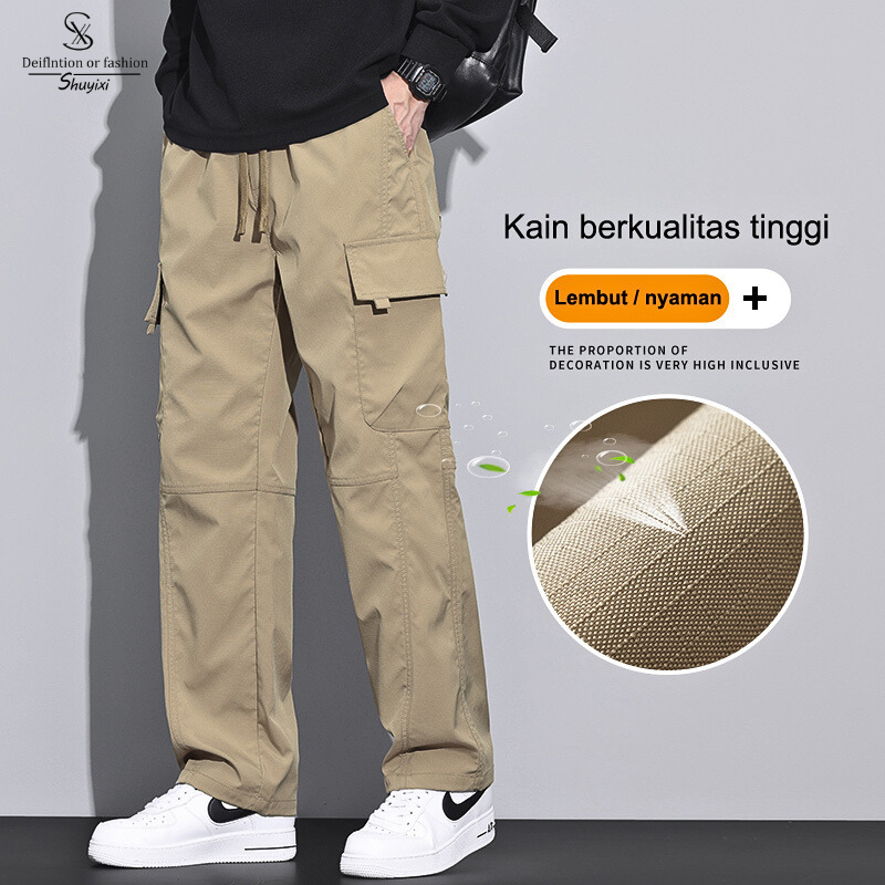 TERBARU SUYX Celana Panjang Cargo Pria Korean Stlye Celana Outdoor Oversize Celana Pria Celana Kargo