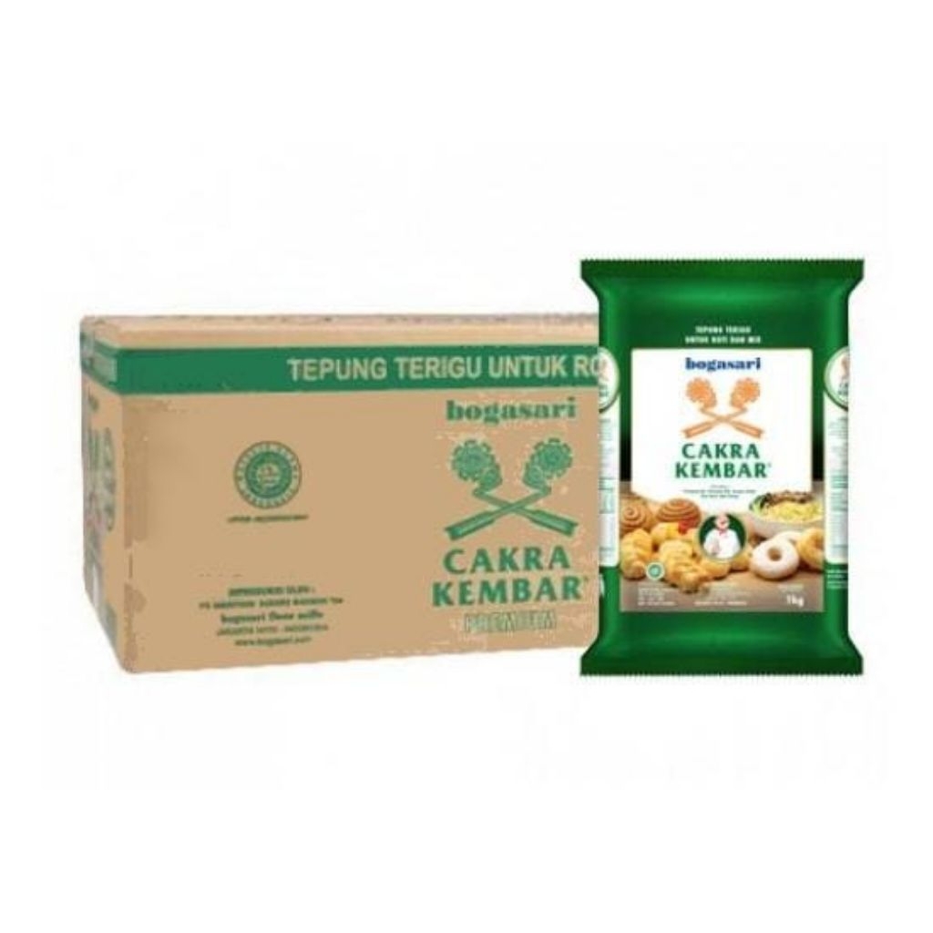 Tepung Cakra Kembar 1kg x 12 / Tepung Cakra Kembar Dus isi 12kg / Tepung Bogasari