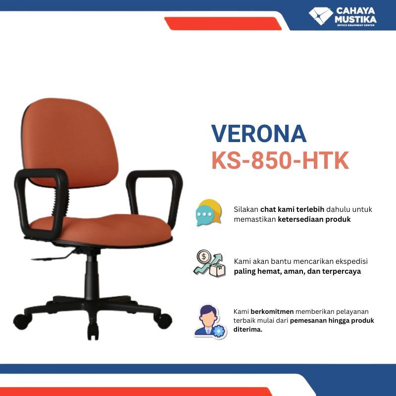 Kursi Kantor Putar/Kursi Karyawan/Kursi Resepsionis/Kursi Kantor Murah Di Malang Verona KS-850-HTK