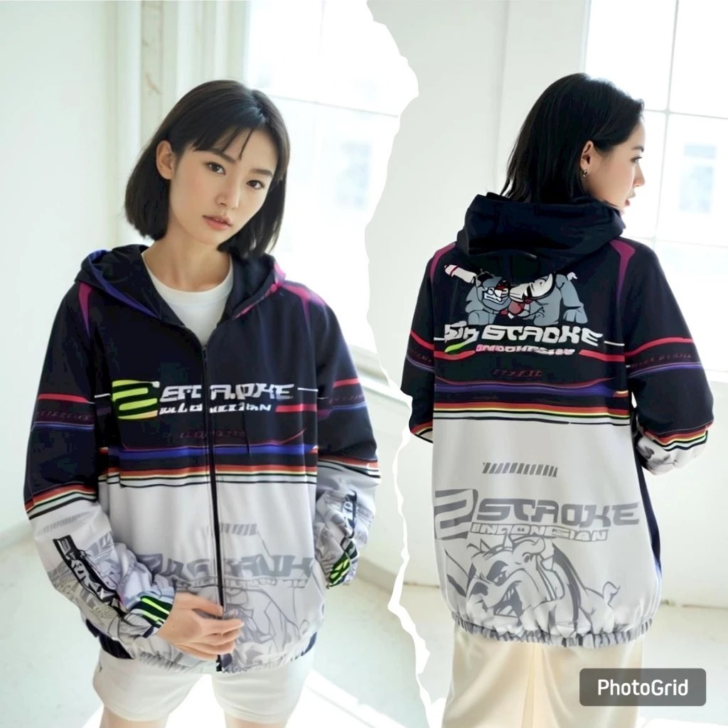 Jaket Racing 2Stroke Bahan Parasut Anti Air Stok Terbatas