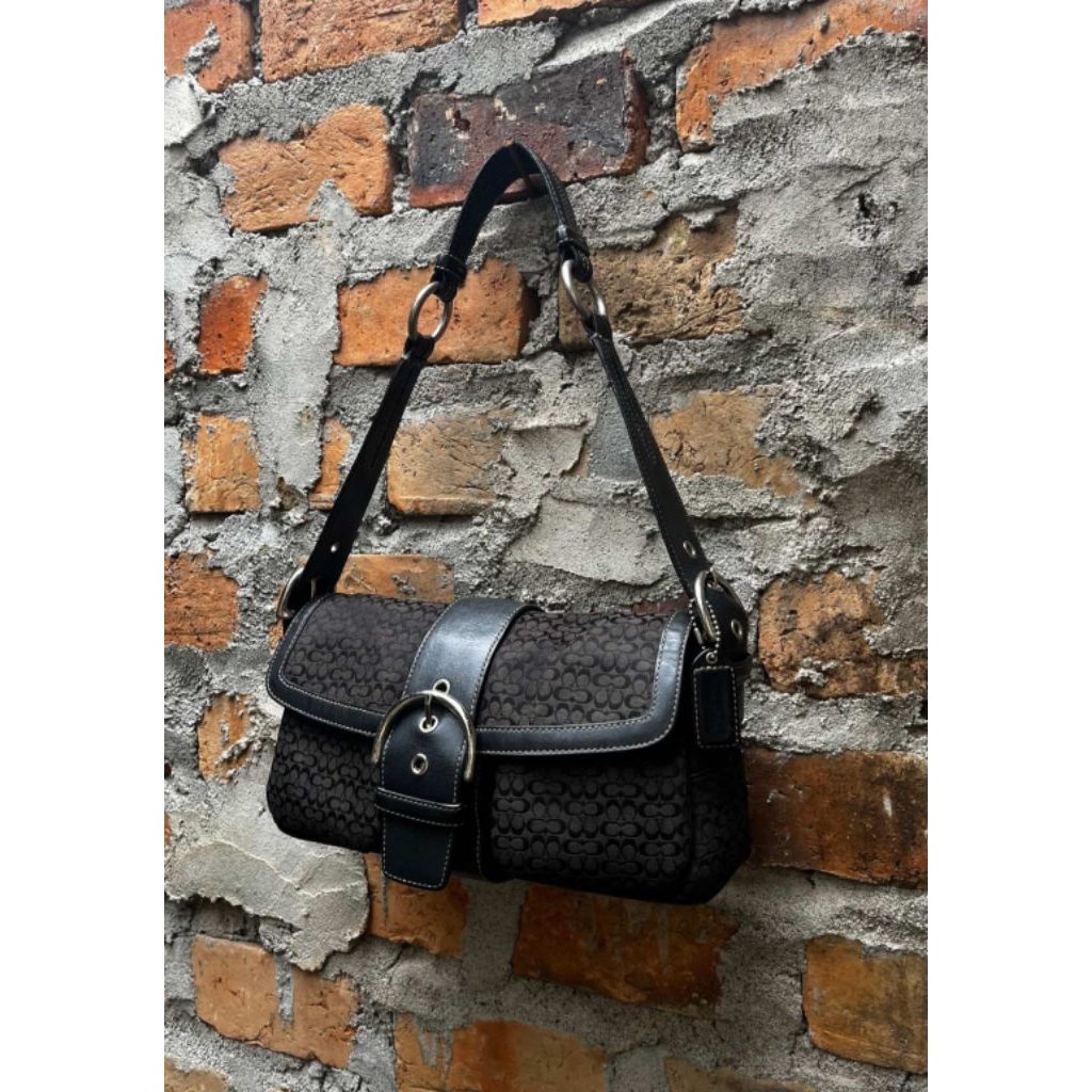 coach Soho double pocket black jacquard