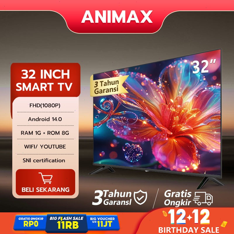 ANIMAX Smart LED 32 inch TV Smart TV Digital TV FHD Televisi Android 14.0