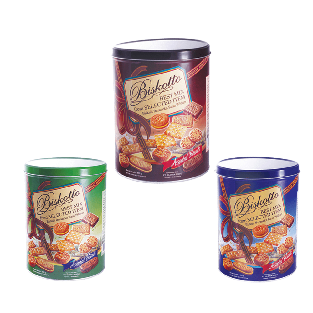 Biskotto Assorted Biscuit Best Mix kaleng  6x600G (1 karton)