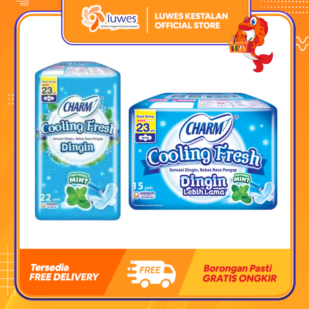 Charm Cooling Fresh 23 cm (22 PADS & 15 PADS) | Pembalut Charm Cooling Fresh | Pembalut Wanita Charm