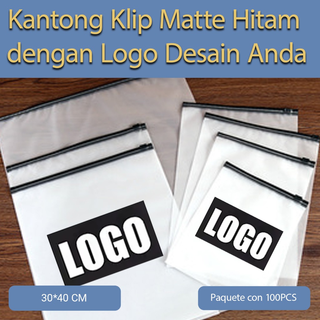 Tas Zipper Matte Hitam Custom – Logo Pribadi & Zipper Hitam untuk Penyimpanan Serbaguna