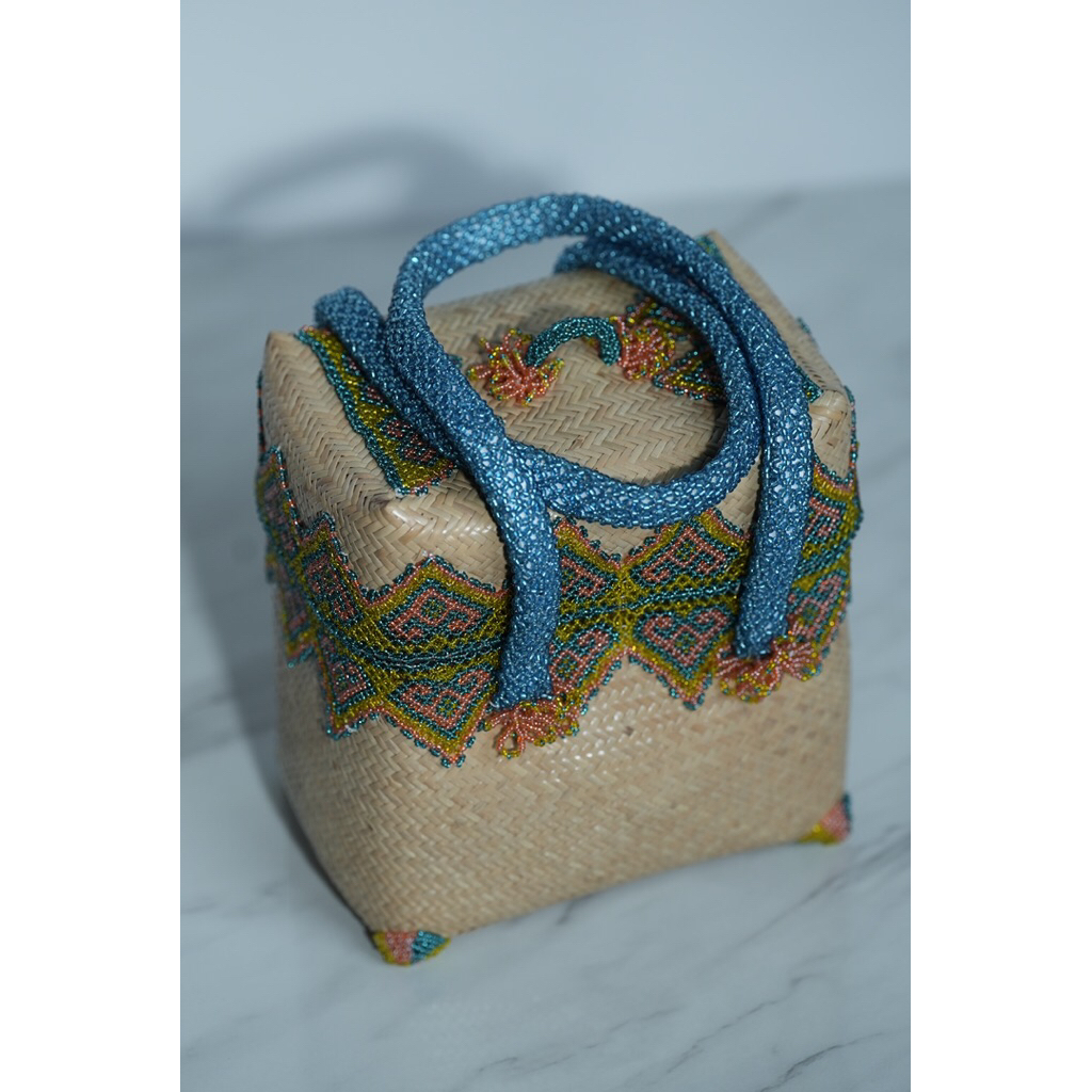 Tas Dayak Kaban Yellow and Blue Handle | Handbag Etnik Kalimantan | Tas Dayak Kalimantan | Tas Rotan