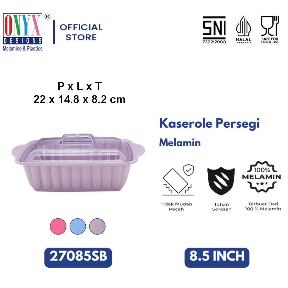 Wadah Saji Makanan Melamin Onyx Sevilla 8,5 inch | Casserole Melamin | Tempat Makanan