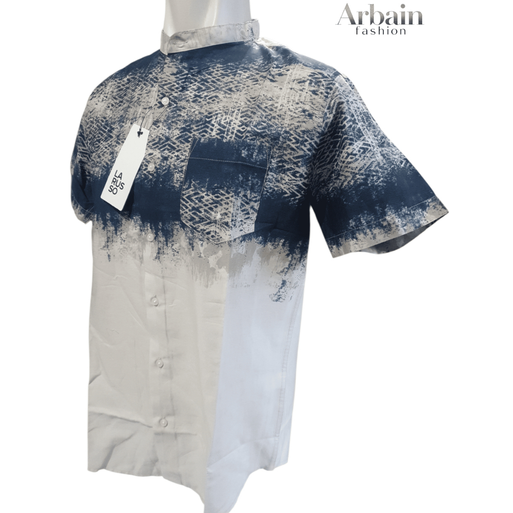 LARUSSO Kemeja koko pria lengan pendek motif abstrak