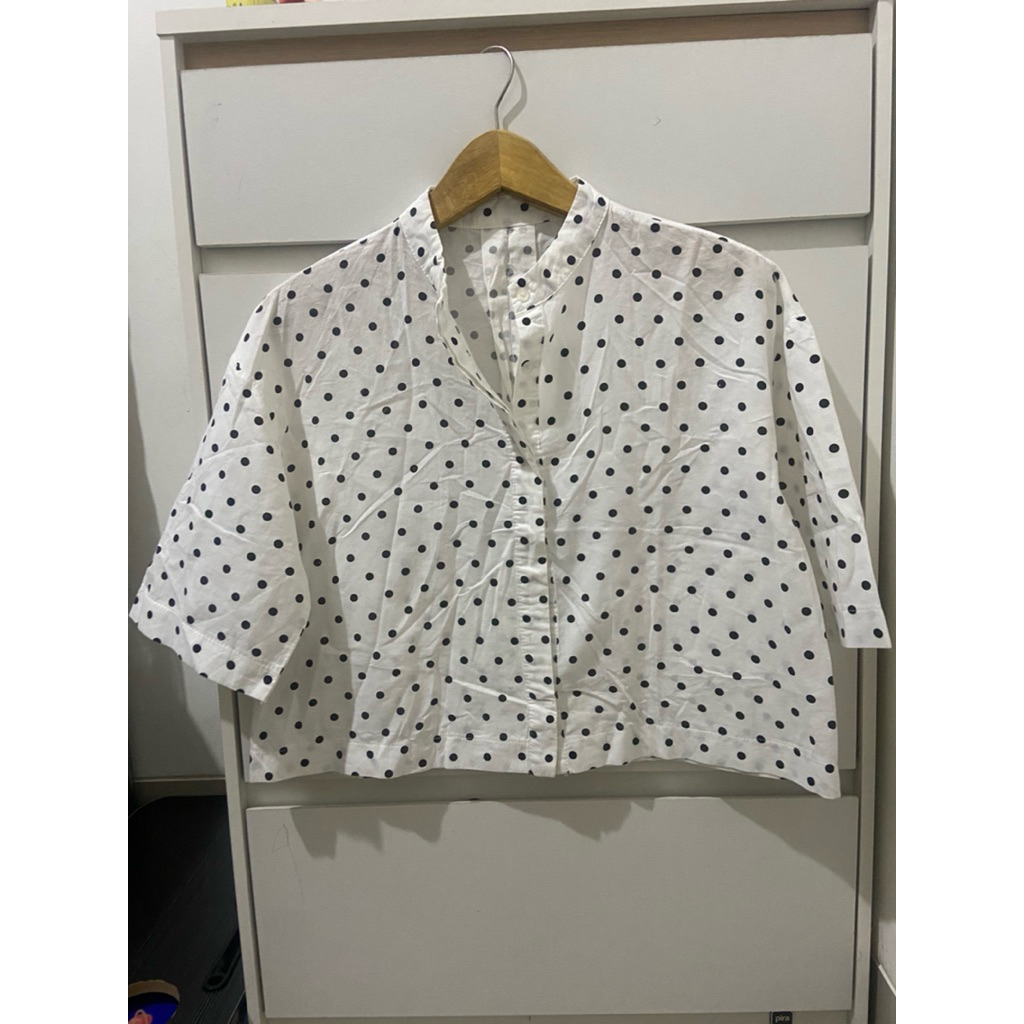 Baju blouse atasan crop polkadot wanita