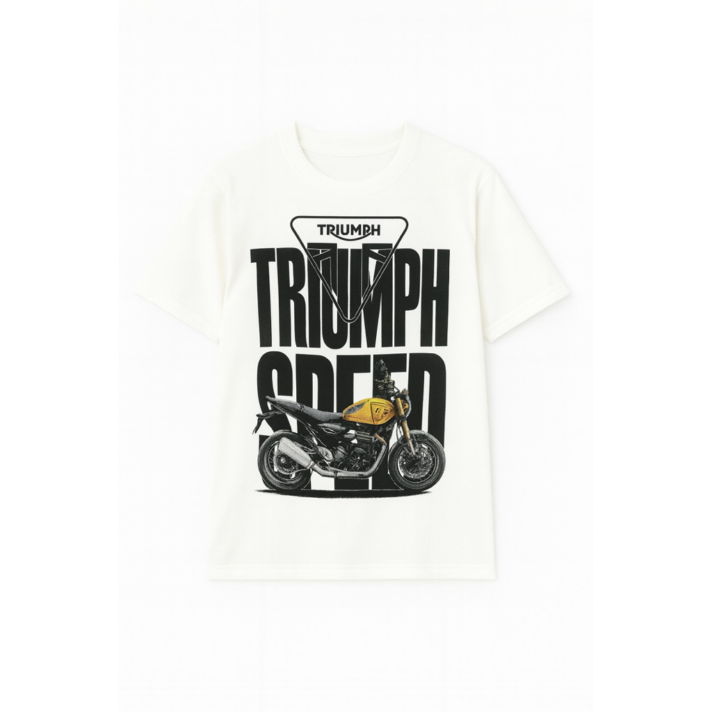 BS Kaos Pria Triumph Speed Putih – Kaos Distro Premium Desain Motor Keren