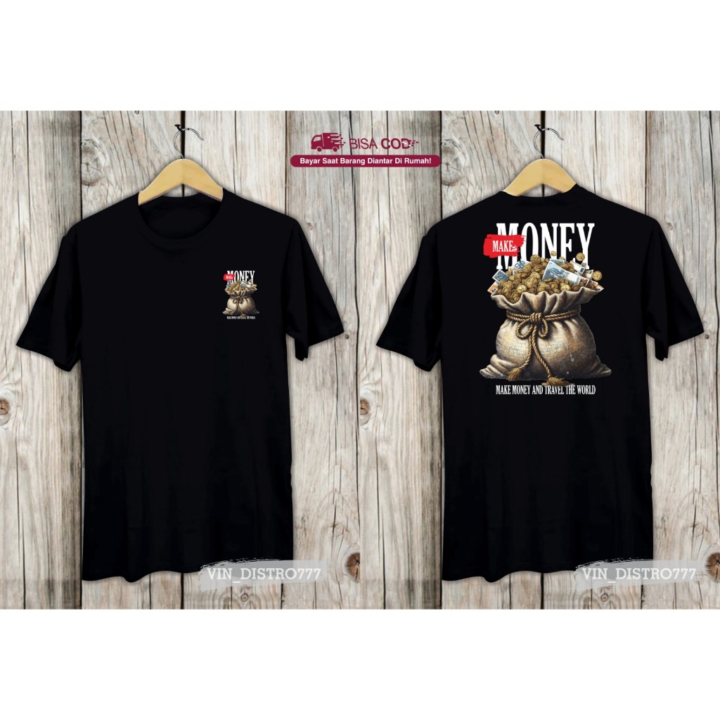 KAOS DISTRO OBLONG DEWASA  COWOK/CEWEK SABLON DEPAN BELAKANG DIGITAL PRINT/MAKE MONEY