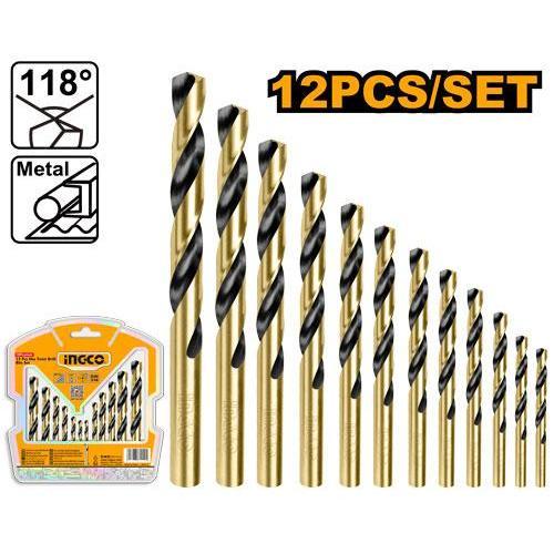 MATA BOR BESI SET 12 PCS INGCO AKDB1125 HSS Twist Drill Bits (2-8 mm) Mata Bor Besi Logam Metal