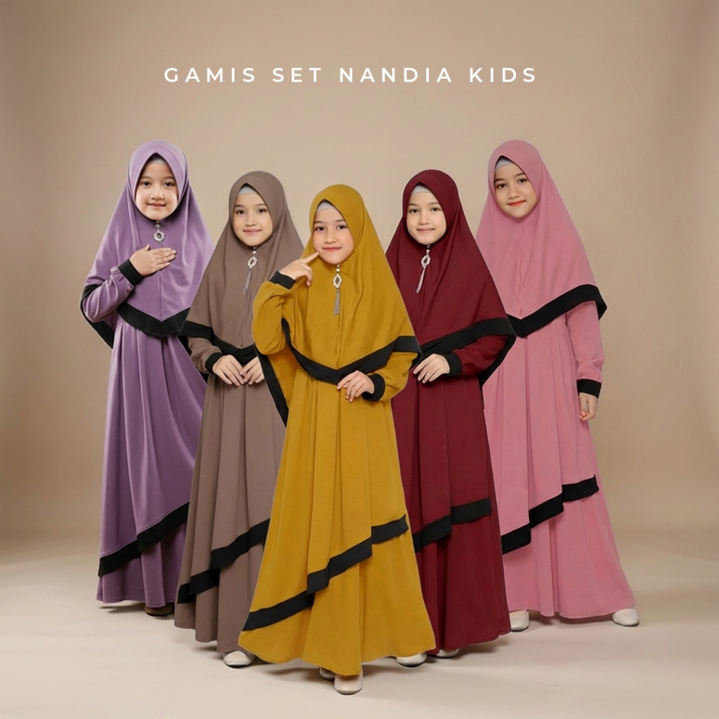 Gamis Anak Set Bergo Nandia Kids