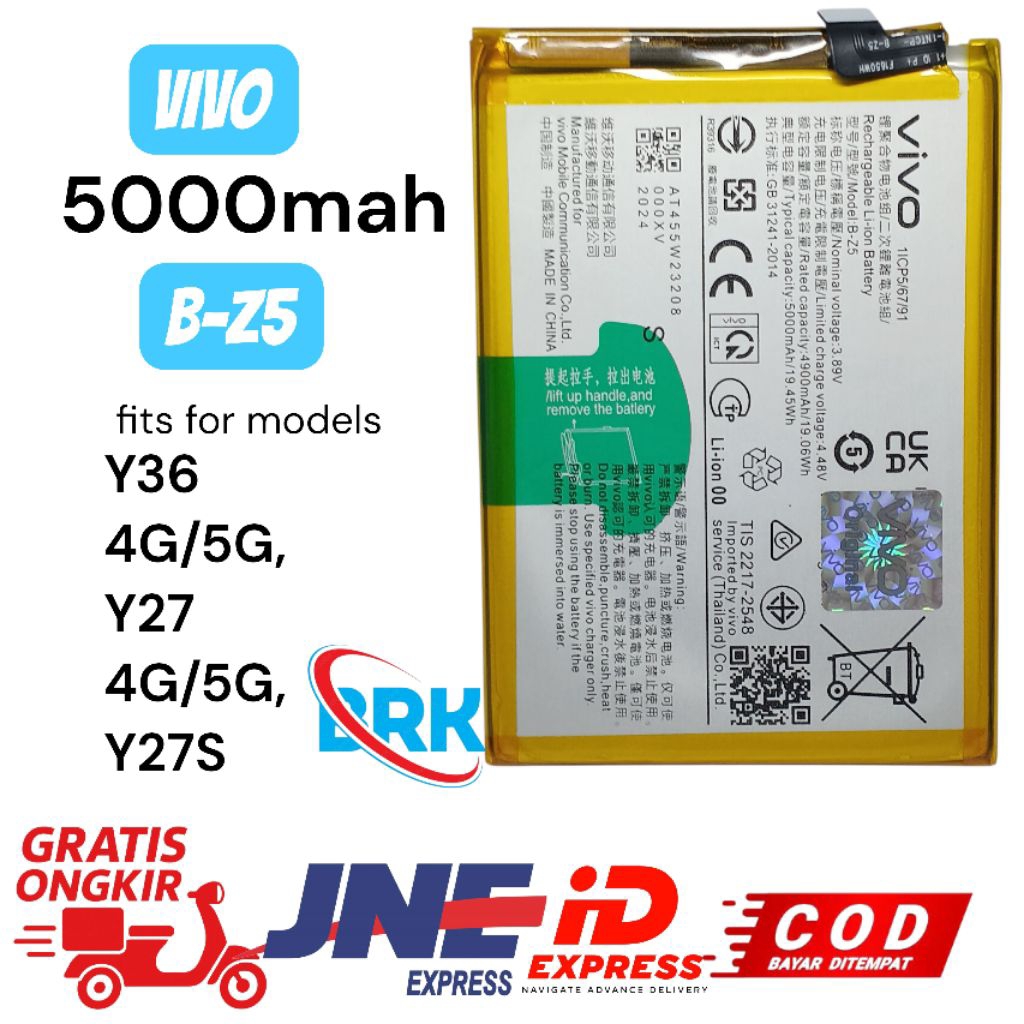 BATRAI BATRE VIVO Y27 4G/5G B-Z5 5000mah ORIGINAL