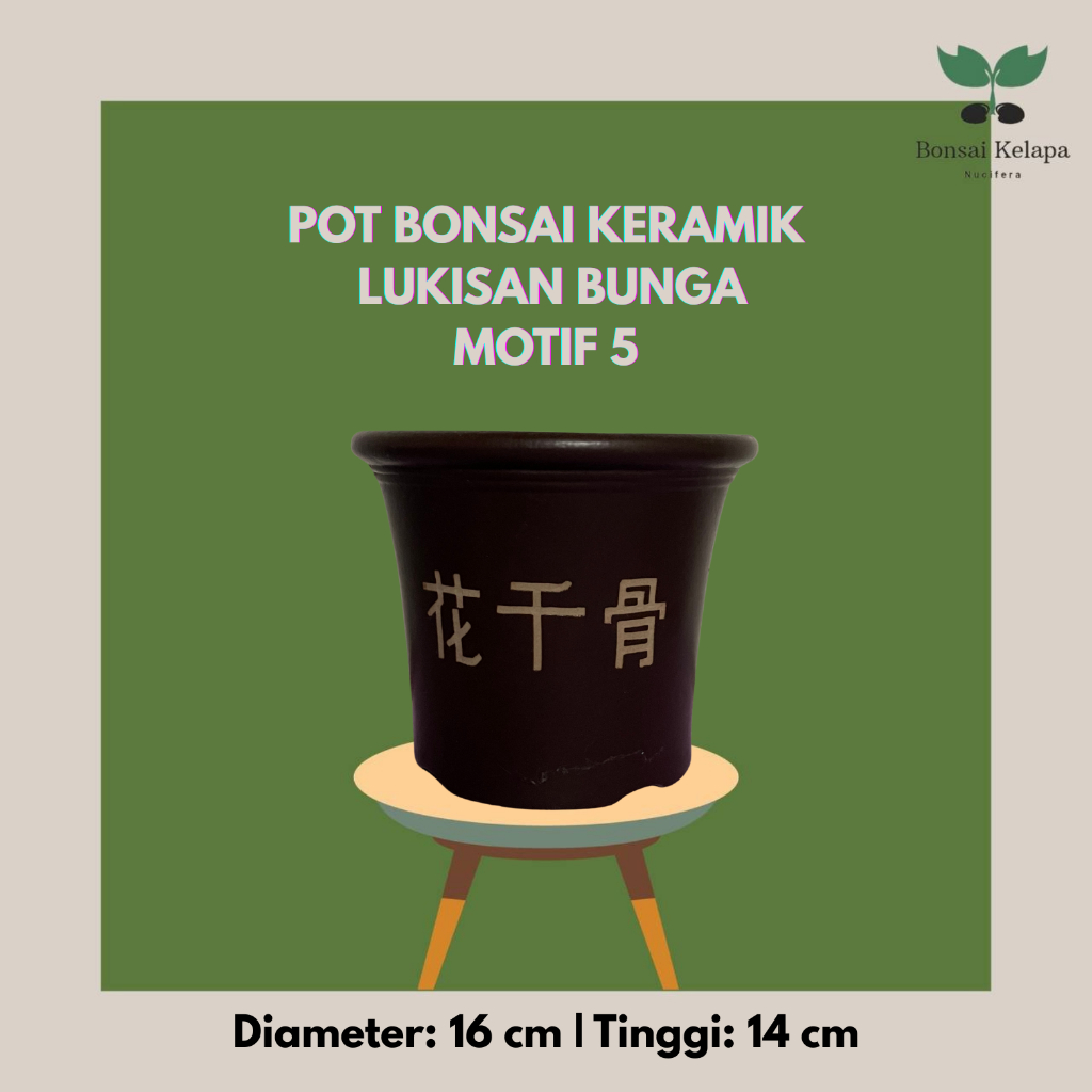 POT BONSAI KERAMIK LUKISAN BUNGA - MOTIF 5