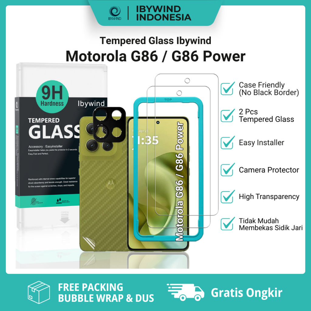 Tempered Glass Ibywind untuk Motorola G86 / G86 Power 5G Temperglass Clear Case Friendly