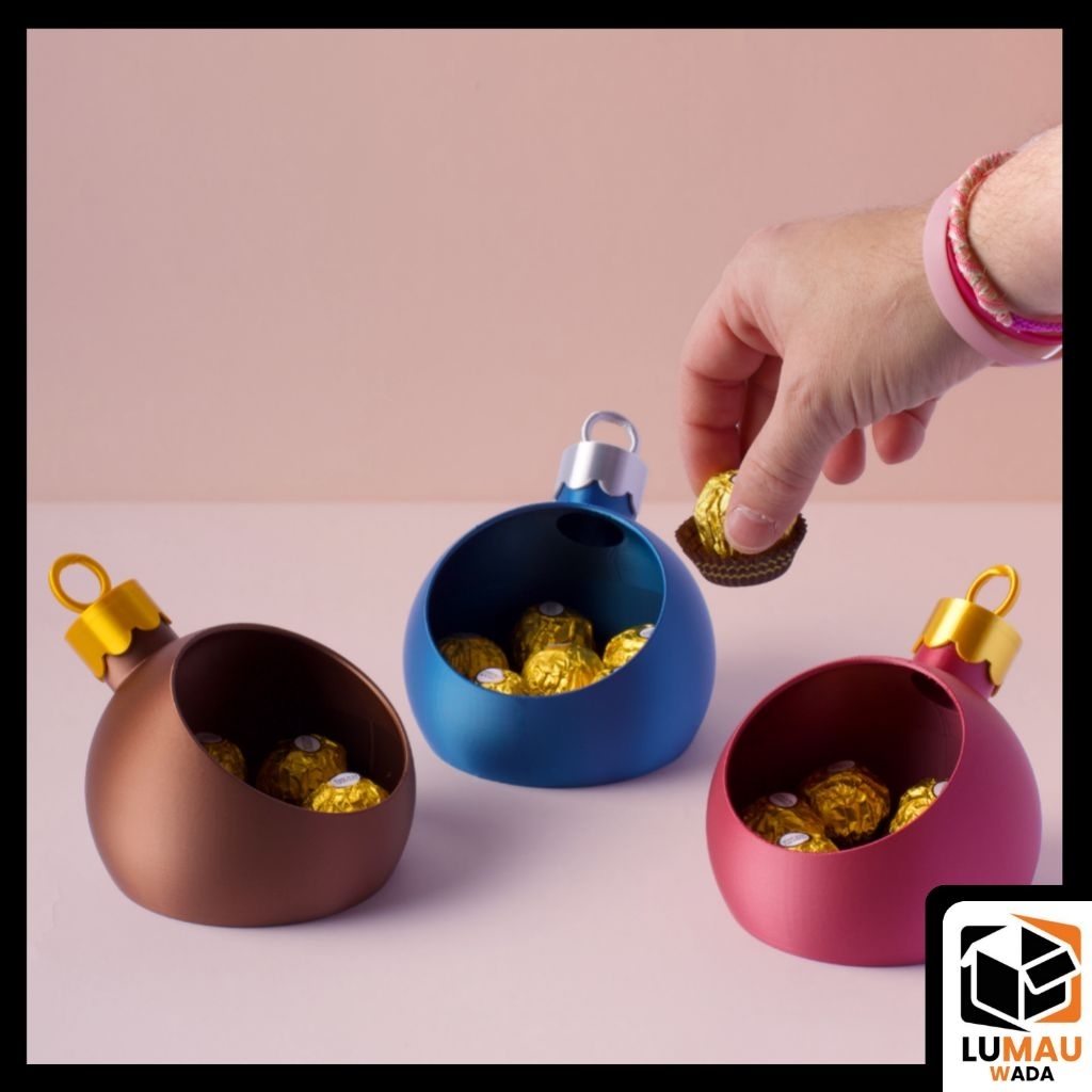 Mangkuk Penyaji Camilan Natal Bola Gantung Besar - Tempat Permen / Coklat Unik / Bauble Candy Holder