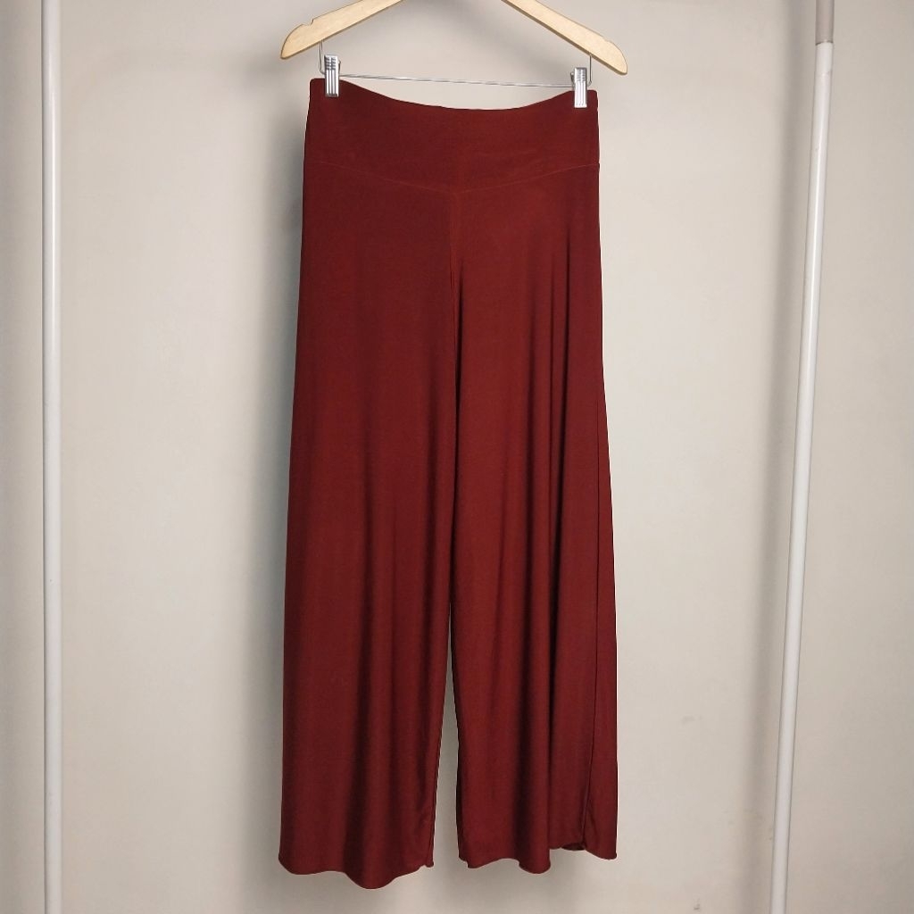 Celana Panjang Kulot Spandex Merah Maroon Polos Kerja Kantor Kuliah
