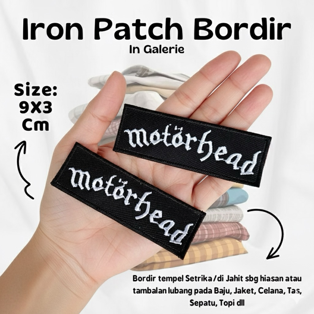 ( LGSNG SETRIKA & BSA DIJAHIT ) Emblem Bordir Motorhead Iron Patch bordil motor head patch iron bord