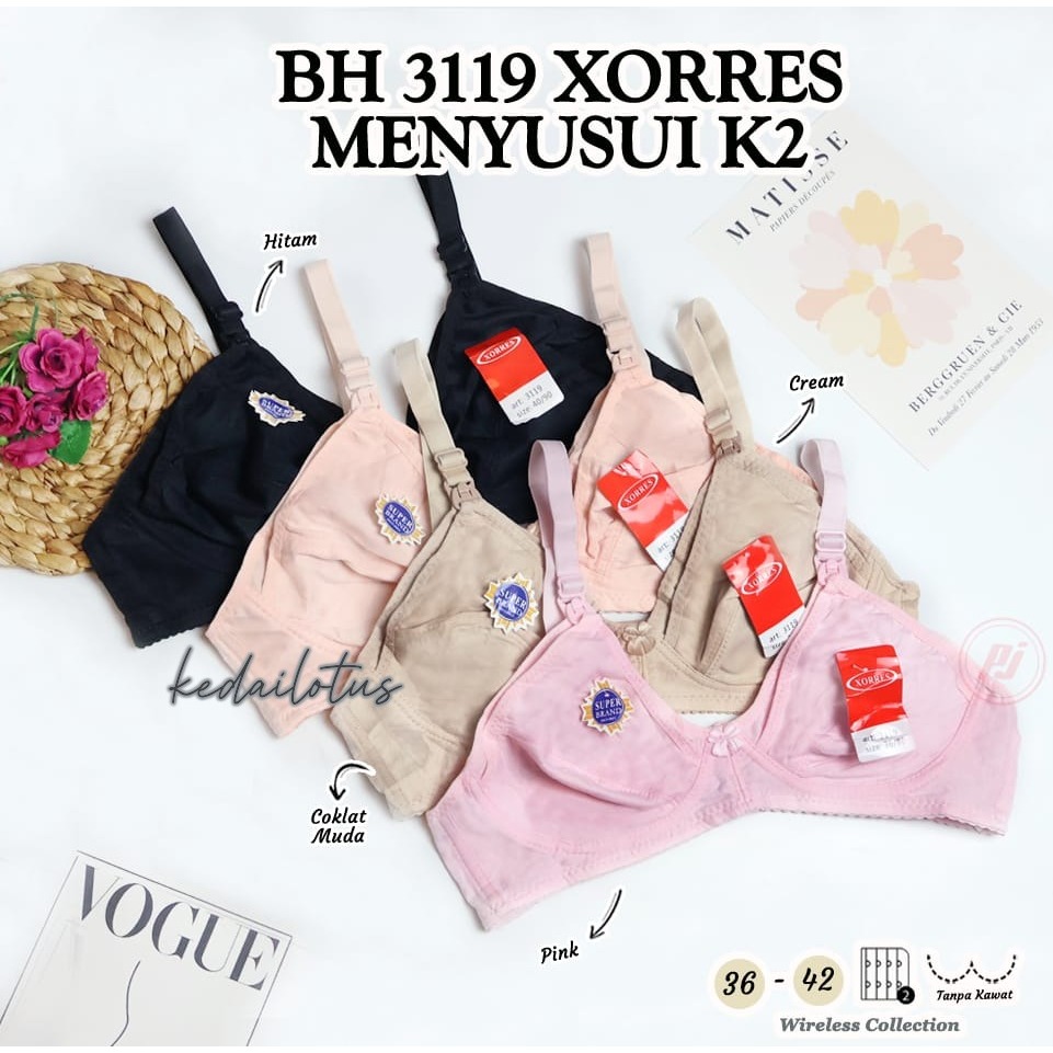 Xorres Bra Bh Menyusui 3119 Maternity Tanpa Busa Tanpa Kawat Bahan Katun Lembut Ukuran 36,38,40,42