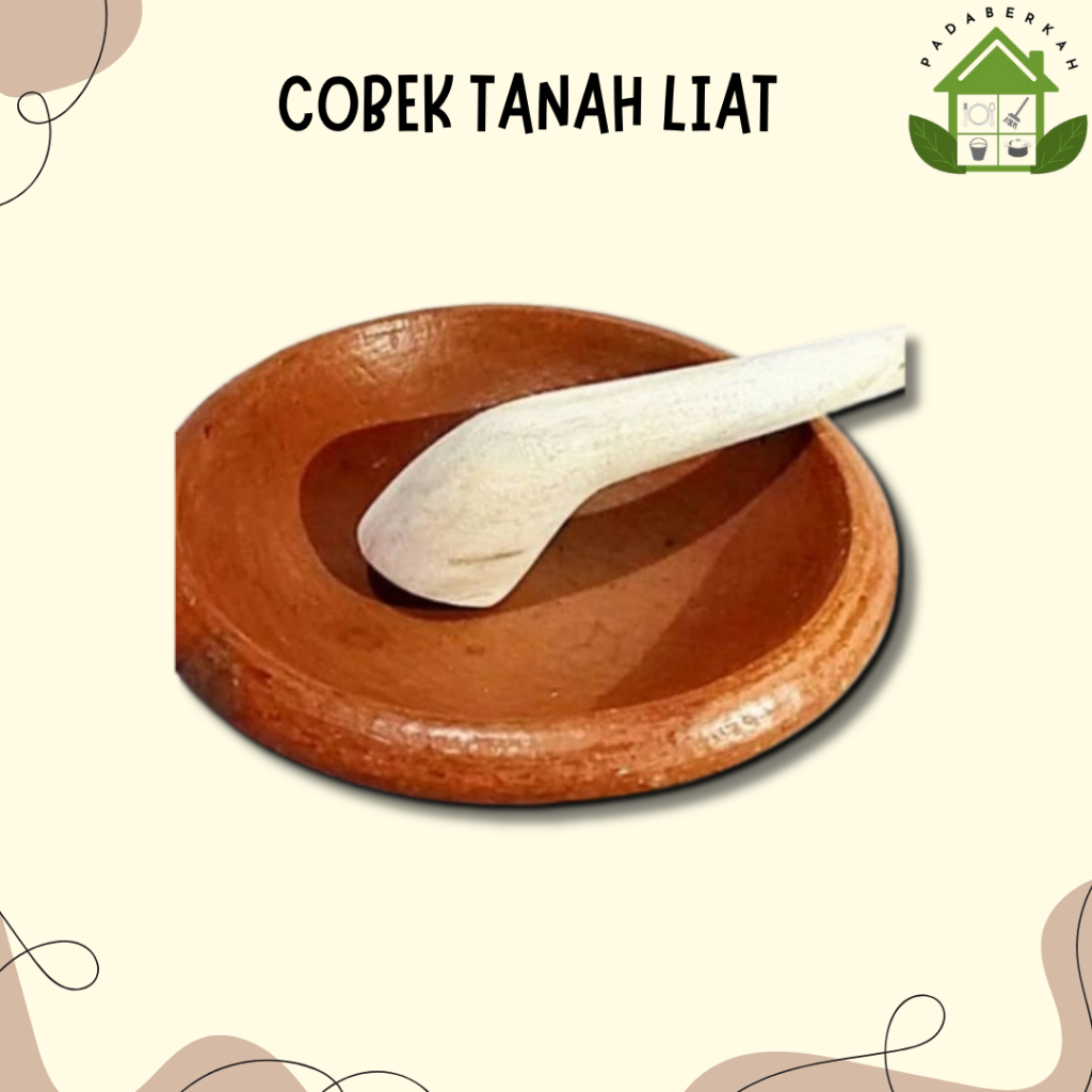 1Set Cobek Tanah Liat Coet Tanah Liat Set Ulekan Lumpang Tanah Liat Harga Set Ulekan