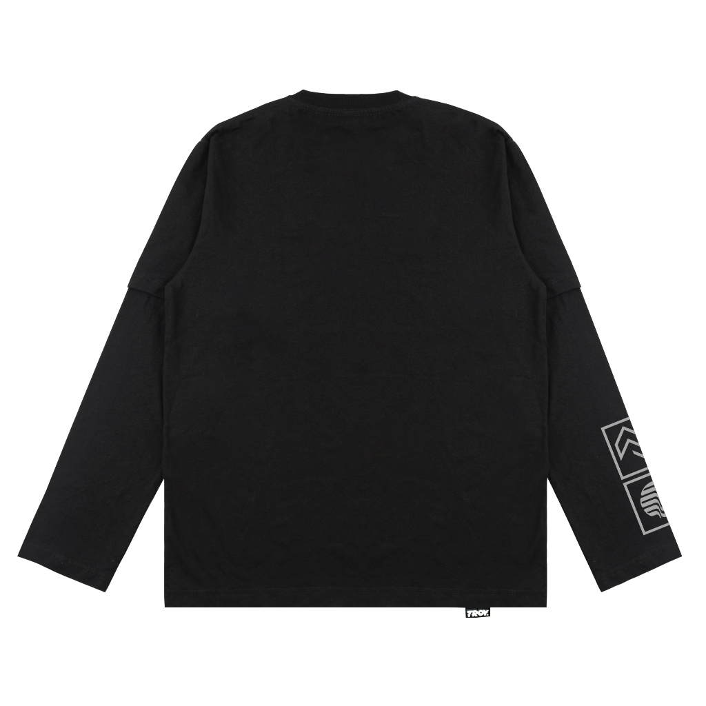 Troy Company Double Sleeve Double Layer Longsleeve Tshirt Pure Black Gaze - Kaos Lengan Panjang Hitam DSD 2582