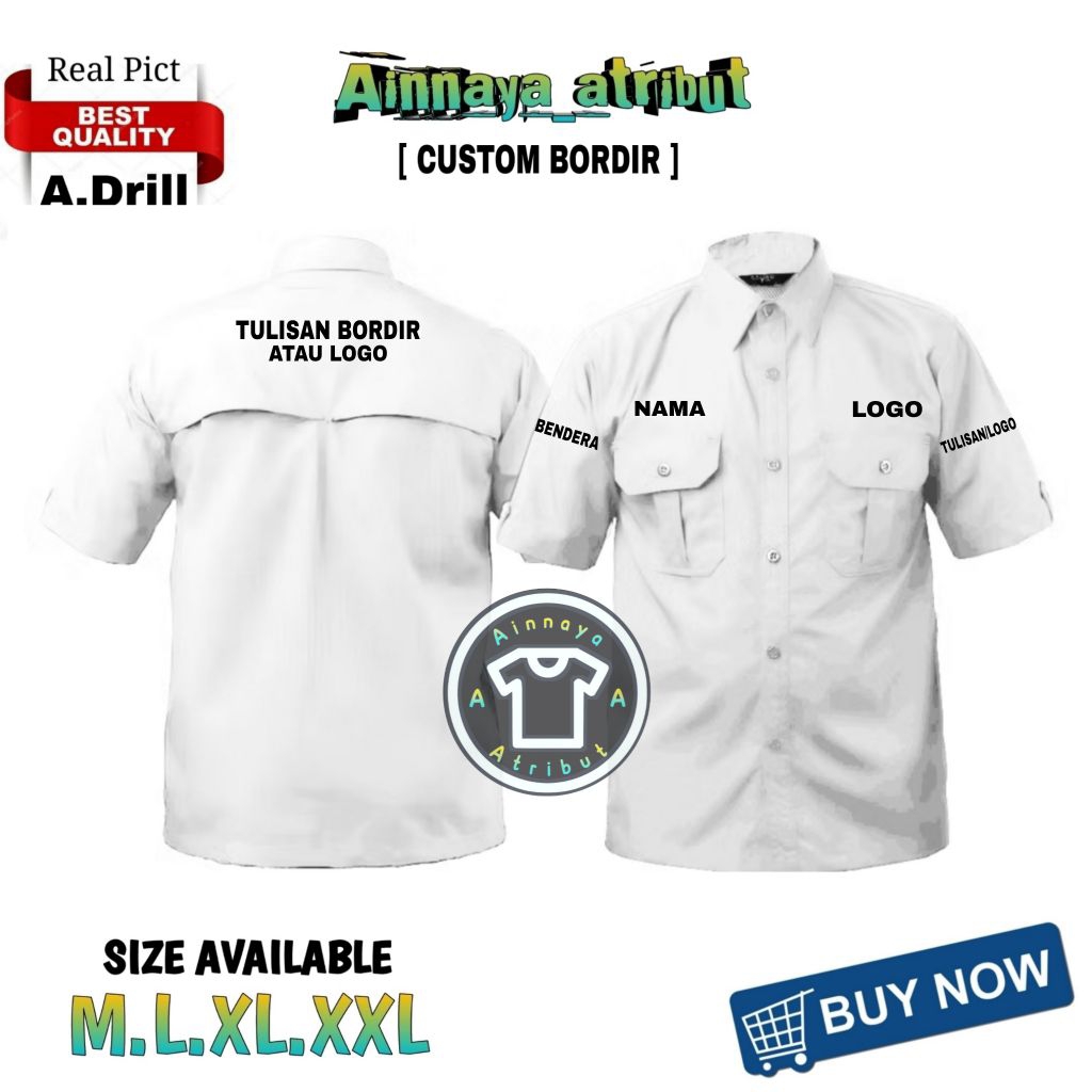 KEMEJA PDL/PDH PENDEK CUSTOM BORDIR SATUAN