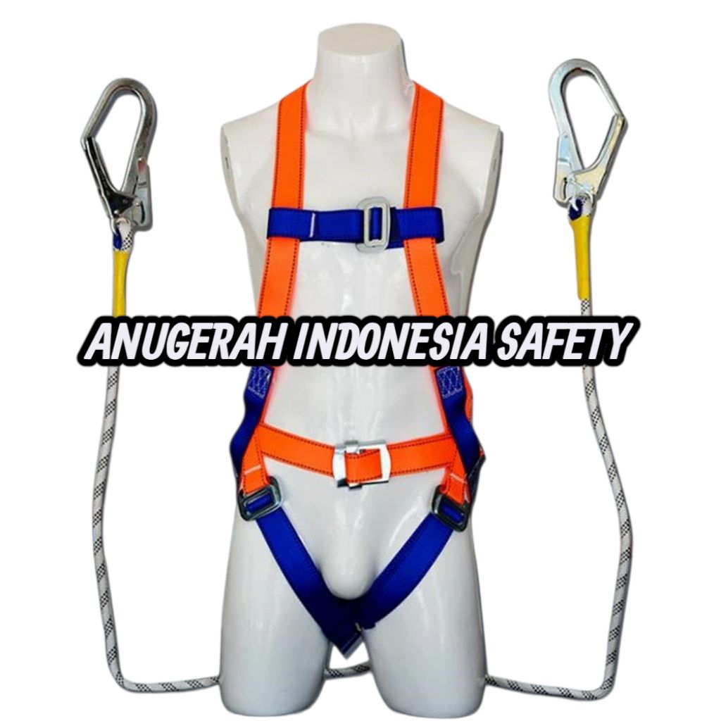 FULL BODY HARNESS DOUBLE HOOK LANYARD ORIGINAL SAFETY HARNESS