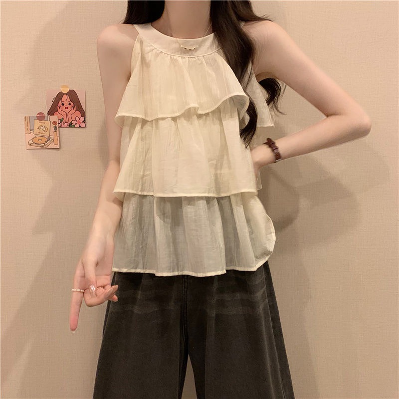 Moogu - Kamisol Korea  Baju Rompi Polos Elegan  Atasan  Wanita