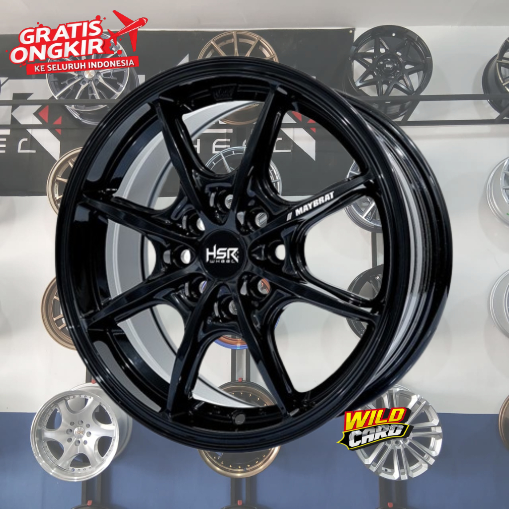 Pelek Mobil BRIO, AYLA, AVANZA, Ring 15 Warna Hitam HSR MAYBRAT R15 Lebar 6,5